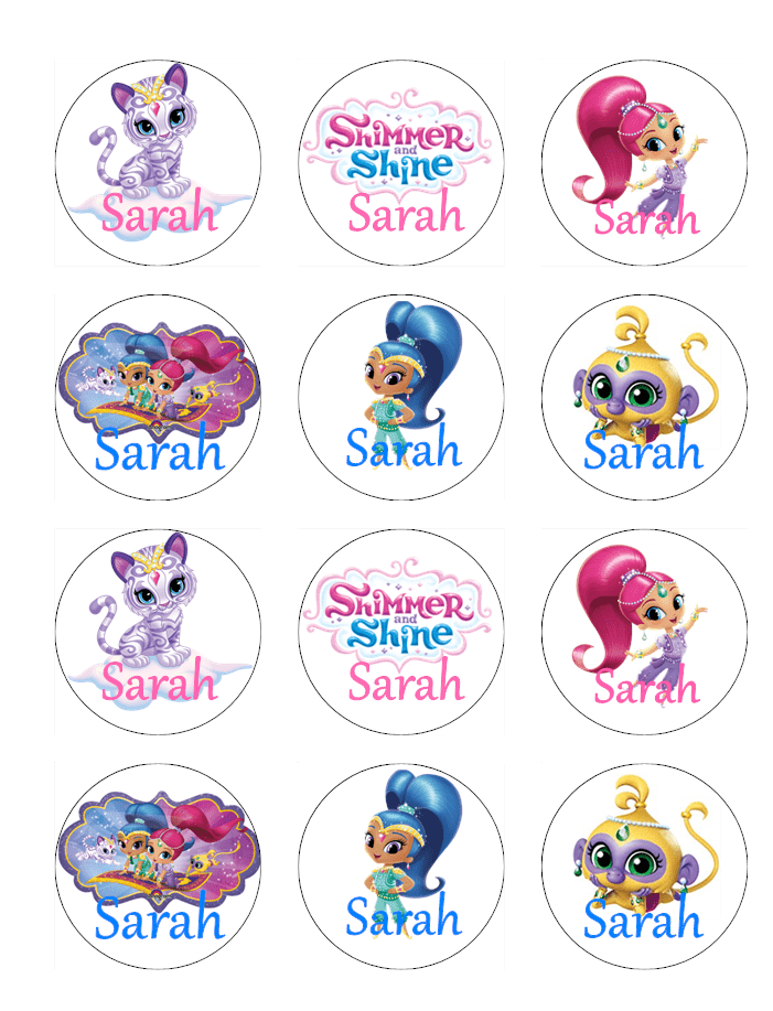 Shimmer and Shine Edible Cupcake Toppers