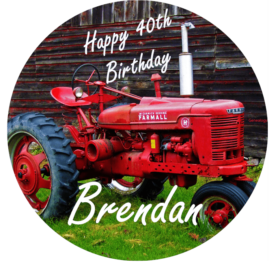 Vintage Tractor Edible Cake Topper