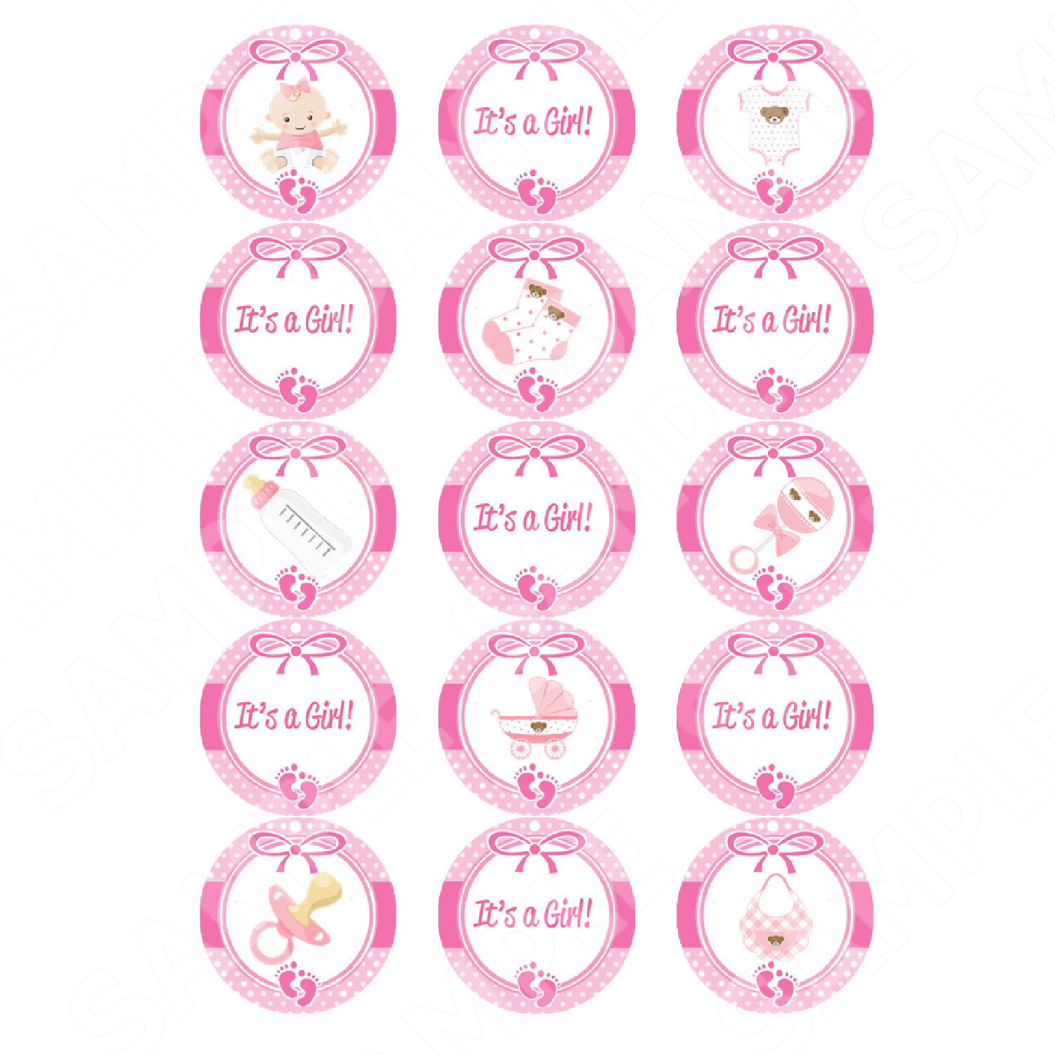 15 Baptism Girl edible cupcake toppers 8 choices PERSONALISED 2 sizes precut 