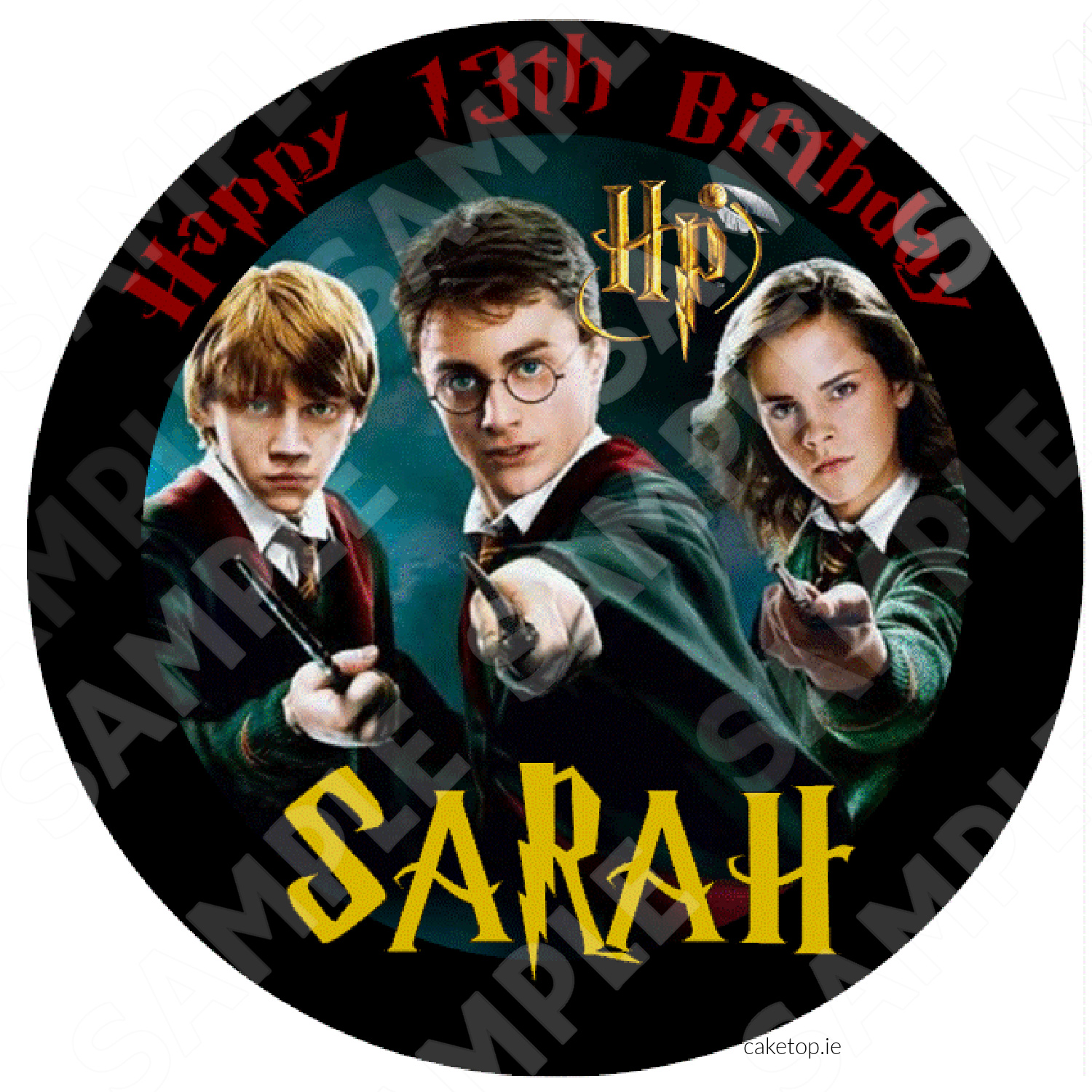 Edible handmade Harry Potter themed birthday cake topper decoration..  personalised..