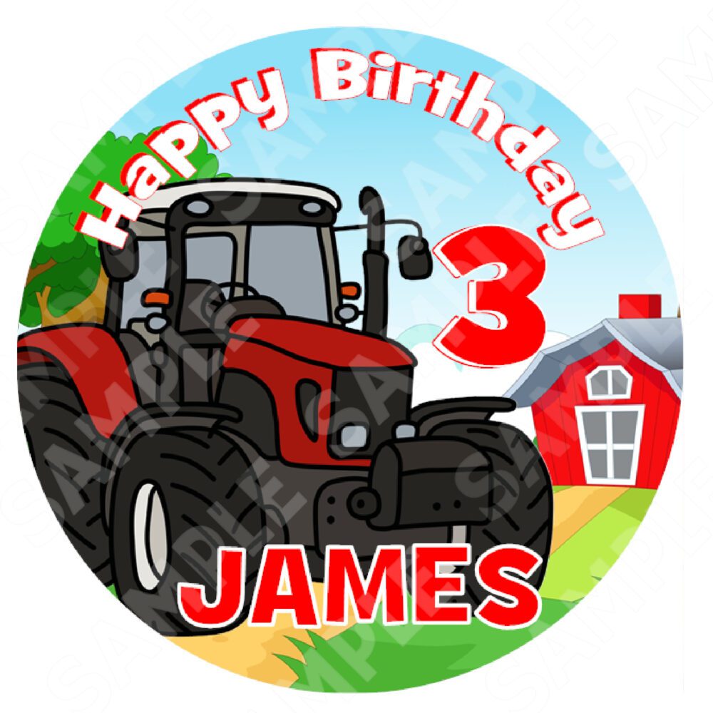 Red Tractor Edible Cake Topper