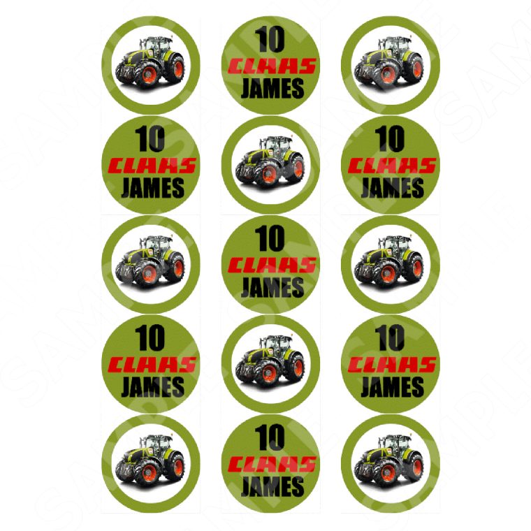 Tractor Claas Edible Cupcake Toppers
