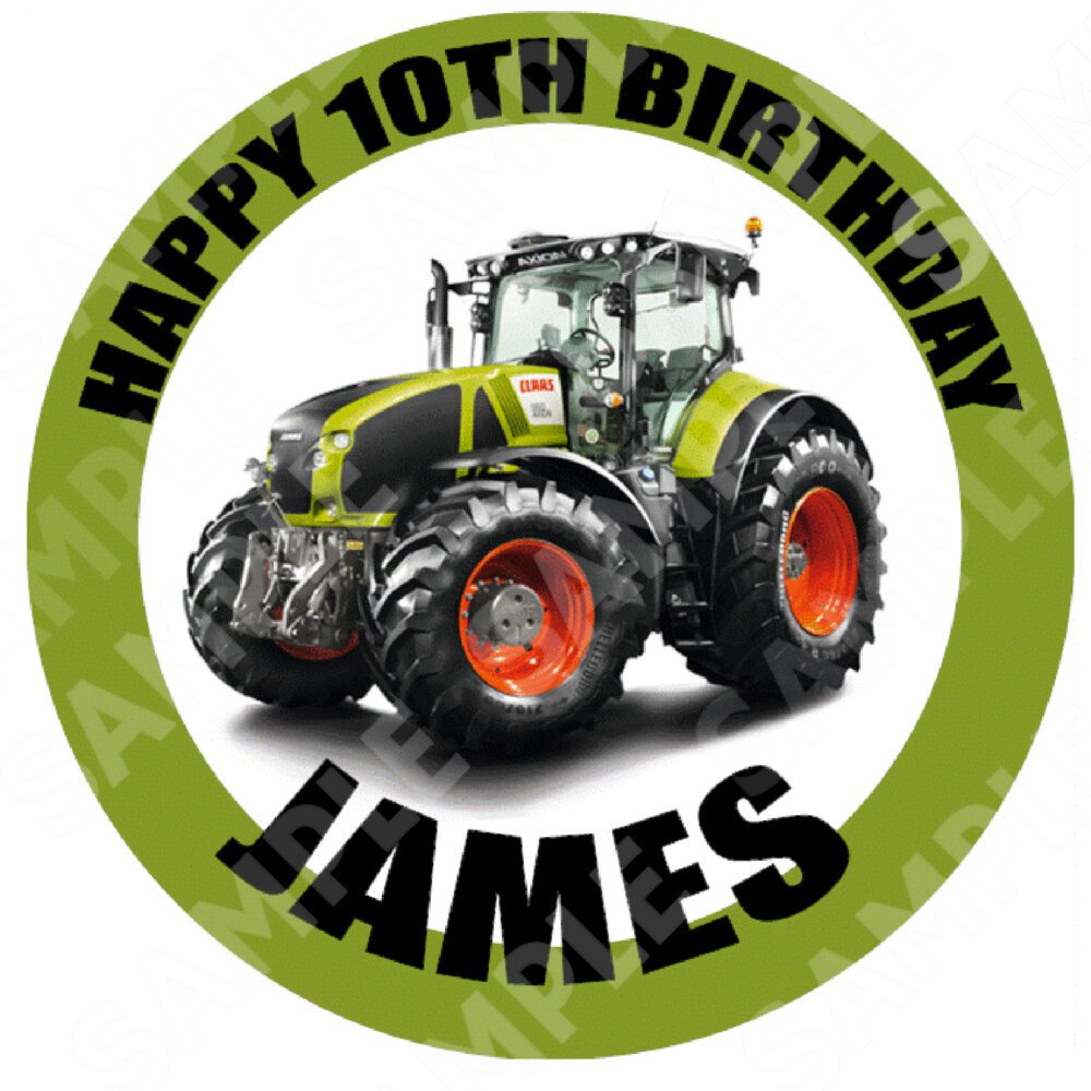 Tractor Claas Round Edible Cake Topper