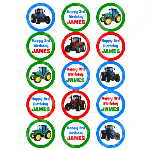 Tractor Edible Cupcake Toppers