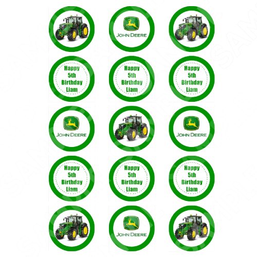 Tractor John Deere Edible Cupcake Toppers