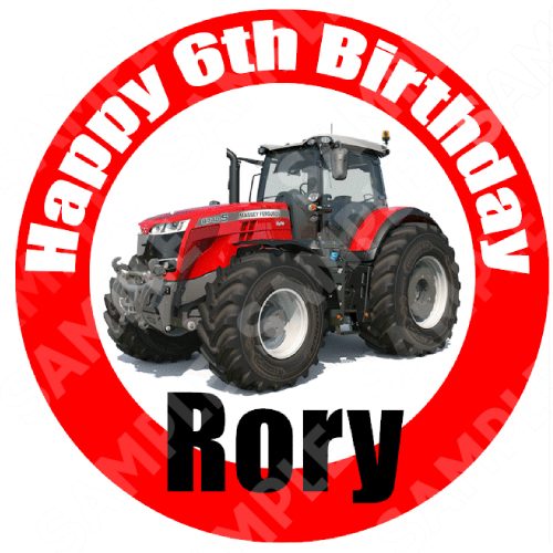 Tractor Massey Round Edible Cake Topper