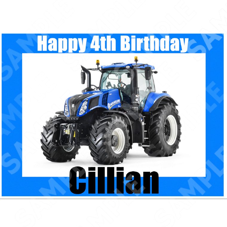 Tractor New Holland A4 Edible Cake Topper