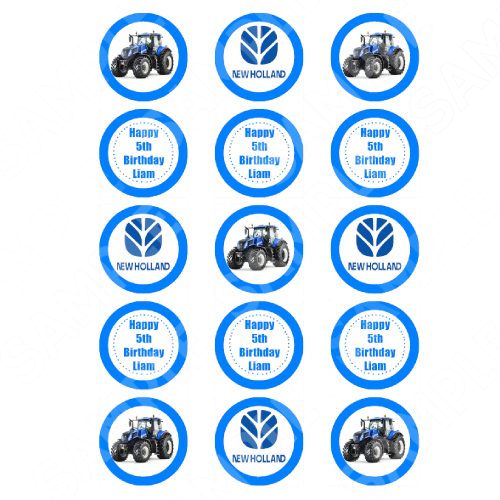Tractor New Holland Edible Cupcake Toppers