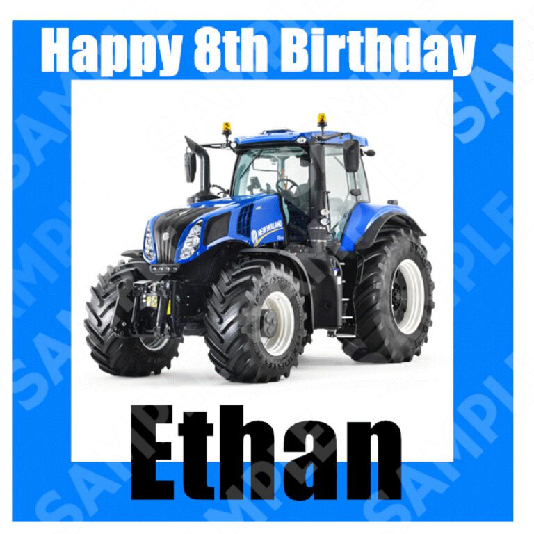 Tractor New Holland Square Edible Cake Topper